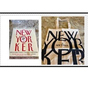 THE NEW YORK COMPLETE CARTOON BOOK Iconic Collection + NEW YORKER CANVAS TOTE: